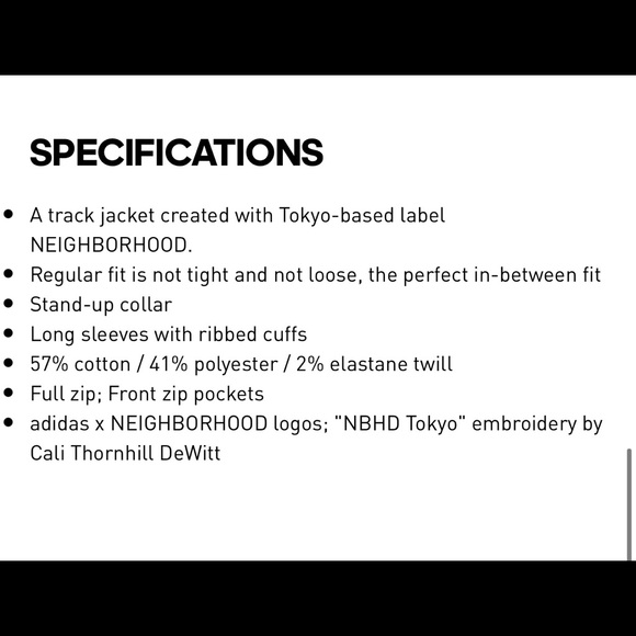 ADIDAS x NEIGHBORHOOD TRACK JACKET - BLACK - LARGE - Picture 5 of 6